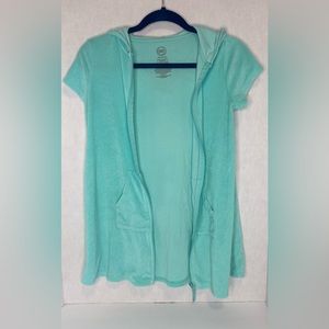 Wonder Nation Girls Hooded Zip Front Closure Terry Swimsuit Cover Up. Sz 10-12